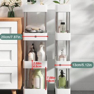 1pcs 3/4 Tier Rolling Utility Cart Storage Shelf Movable Gap Storage Rack Kitchen